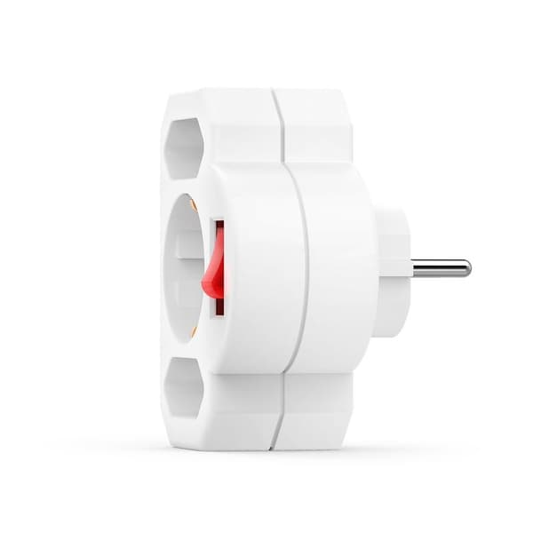 HAMA Adapter 3-vejs med afbryderadapter hvid