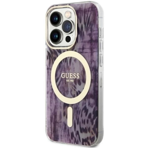 Guess Mobilcover til iPhone 14 Pro Max MagSafe Leopard - Rosa