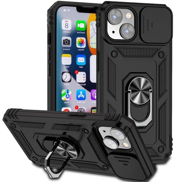 iPhone 14 Taske Ringholder Kickstand - Sort