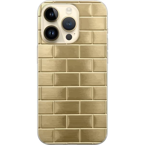 Telefontaske til Apple iPhone 14 Pro med gyldne mursten