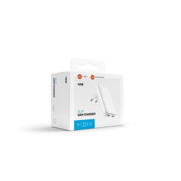 FIXED Slim GaN 90 Super Snabb 2x USB-C laddare 45W Vit