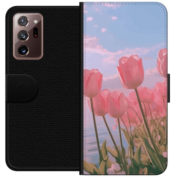 Pung Taske til Samsung Galaxy Note20 Ultra med Lyserøde Tulipaner