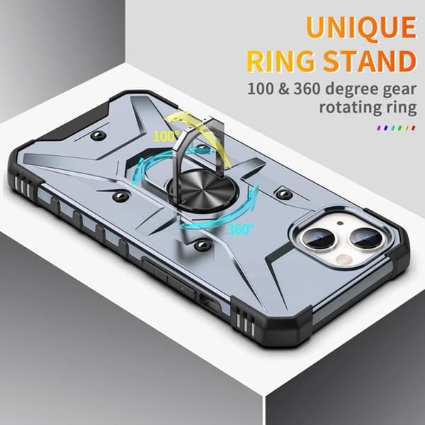 iPhone 14 Kuori Sormipidike Armor - Harmaa