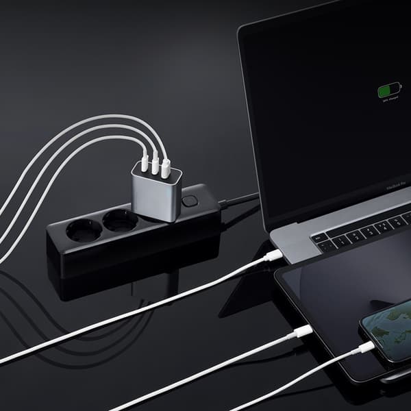 Cuktech Snabbladdare 65W 2xUSB-C 1xUSB-A GaN - Grå