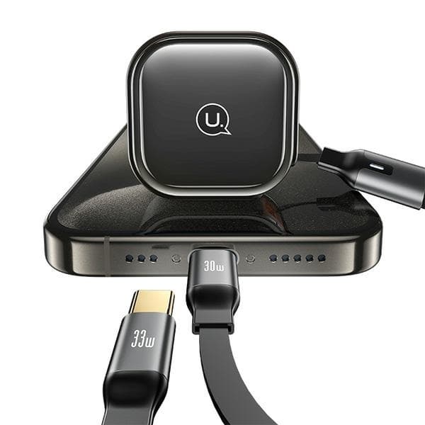 USAMS C41 biloplader 30W 2xUSB-C med kabel - sort