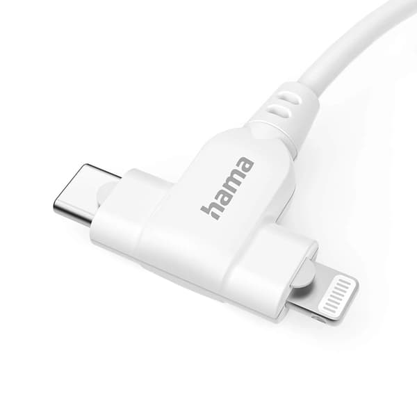 Hama USB-C til USB-C eller Lightning 1.5m kabel - hvid