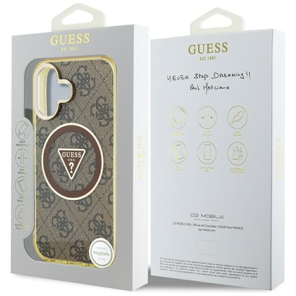 Guess iPhone 16 Magsafe Glitter Telefontaske - Brun