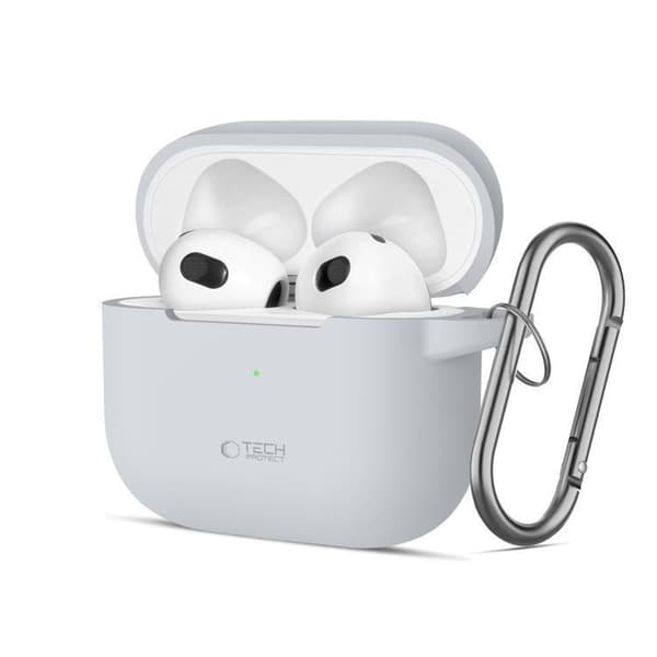 Tech-Protect Apple Airpods 3 Kuori Silikoni Koukku - Crayon Harmaa