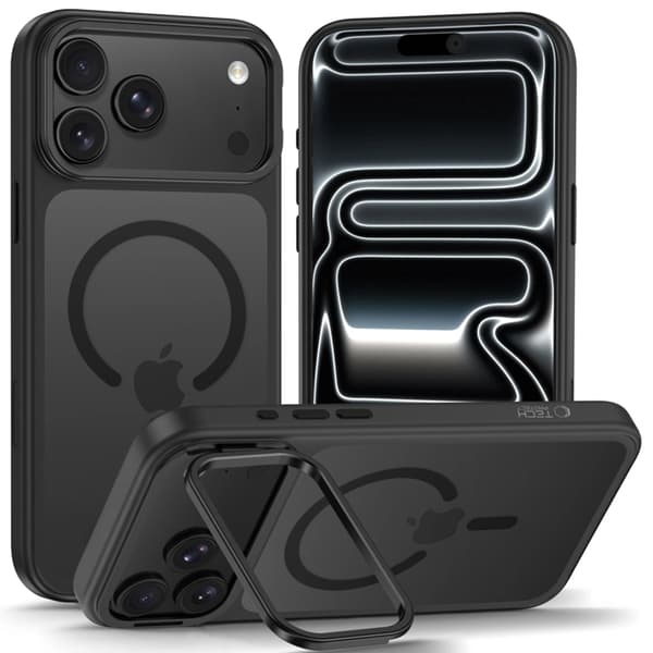 Tech-Protect Mobilcover Til iPhone 18 Pro Max Magsafe Magstand - Mat Sort