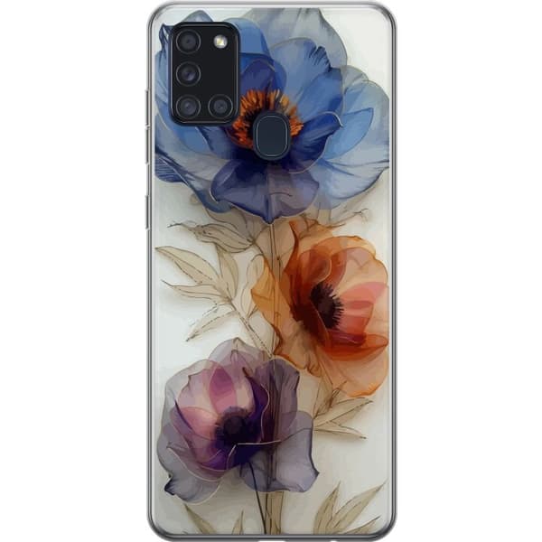 Taske til Samsung Galaxy A21s med silkeblomster