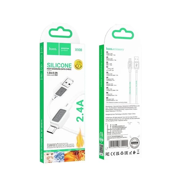 Hoco USB-A Till Micro-USB Kabel 1m - Vit