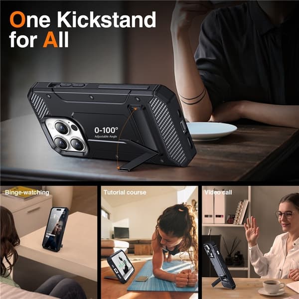 Mobilskal till iPhone 13 Pro Kickstand Shockproof - Svart