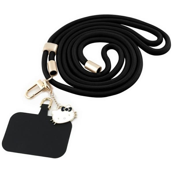 Hello Kitty Mobilrem Universal Patch & Kitty Head Charm – Svart