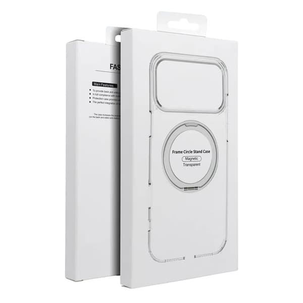 Mobilskal Magafe iPhone 17 Pro Frame Circle med Stand - Transparent