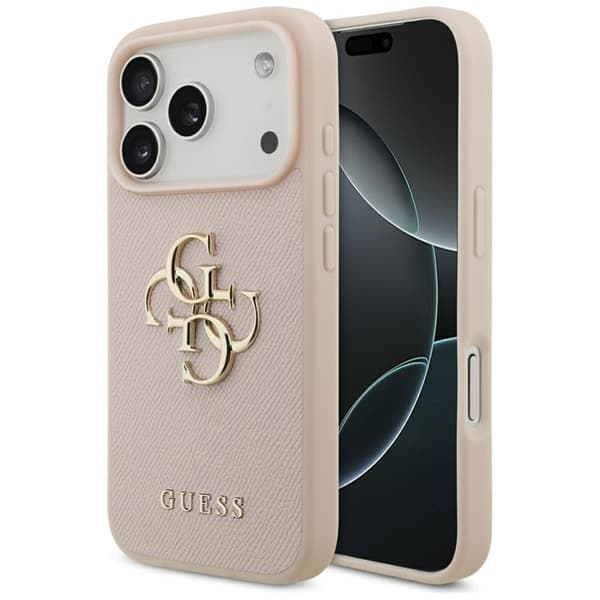 Guess Mobilskal till iPhone 17 Pro Max Grained Classic Logo - Rosa