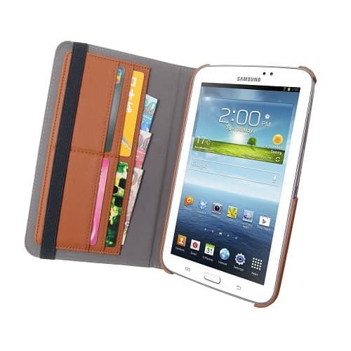 Denim roterende rustningsetui til Samsung Galaxy Tab 3 7.0 (brun)