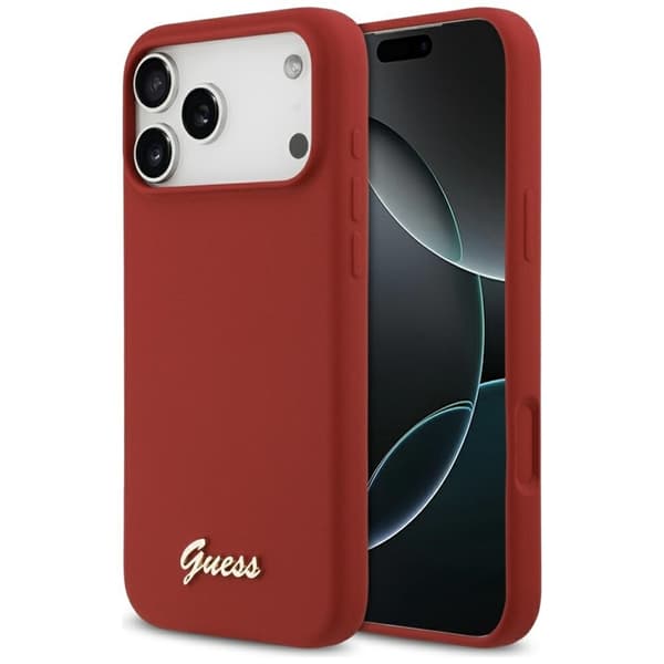 Guess Mobilskal För iPhone 17 Pro Max Magsafe Script Metal Logo - Magenta