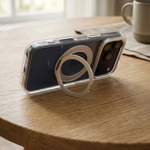 Mobilskal Magafe iPhone 17 Pro Frame Circle med Stand - Transparent