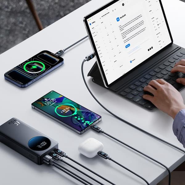 Joyroom Powerbank 20000 mAh 45W 2xUSB-A 2xUSB-C med Display - Sort