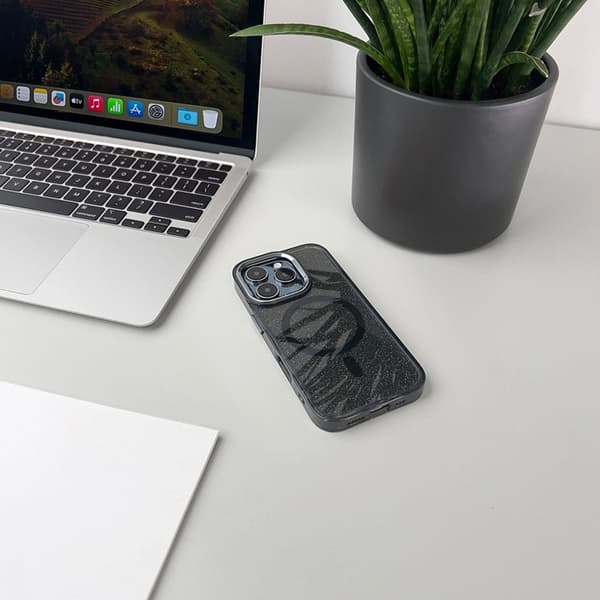 Telefontaske til iPhone 17 Pro Max MagSafe Glitter - Sort