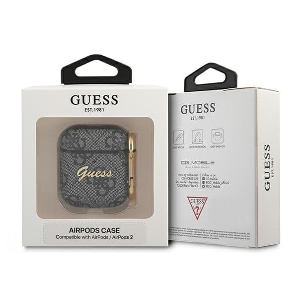 Guess AirPods 1/2 Skal Script Metal Collection - Grå