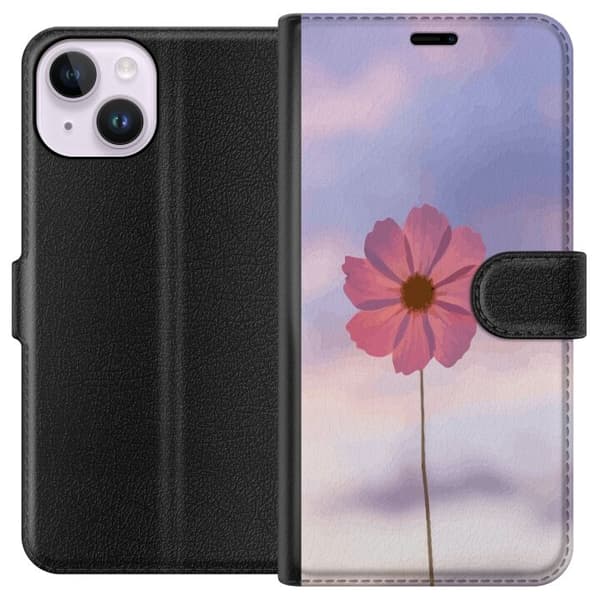 Pung Taske til Apple iPhone 15 med Lyserød Blomst