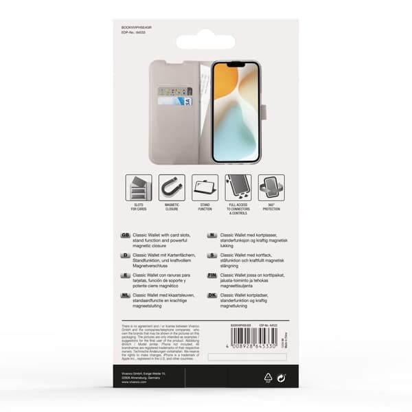 Vivanco Classic Plånboksfodral Apple iPhone 17e/16e Greige