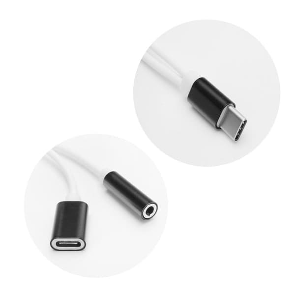 Adapter HF/Audio + opladning USB-C - Jack 3.5mm Sort