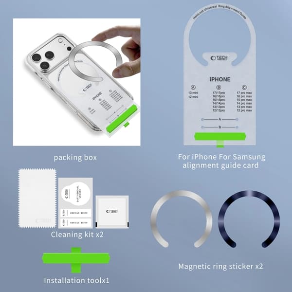 Tech-Protect 2-Pack MagSafe Magnetisk Ring MMP-210 - Blå/Sølv