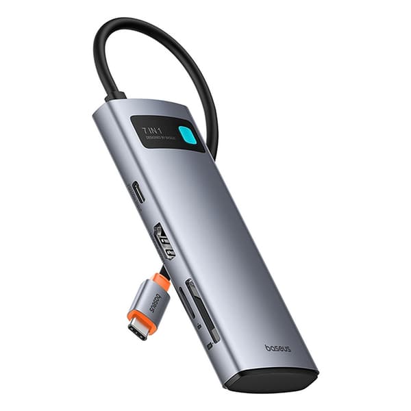 Baseus 7i1 HDMI-Hub USB-C PD 4K 60Hz USB-C 3xUSB 3.0 SD microSD - Grå