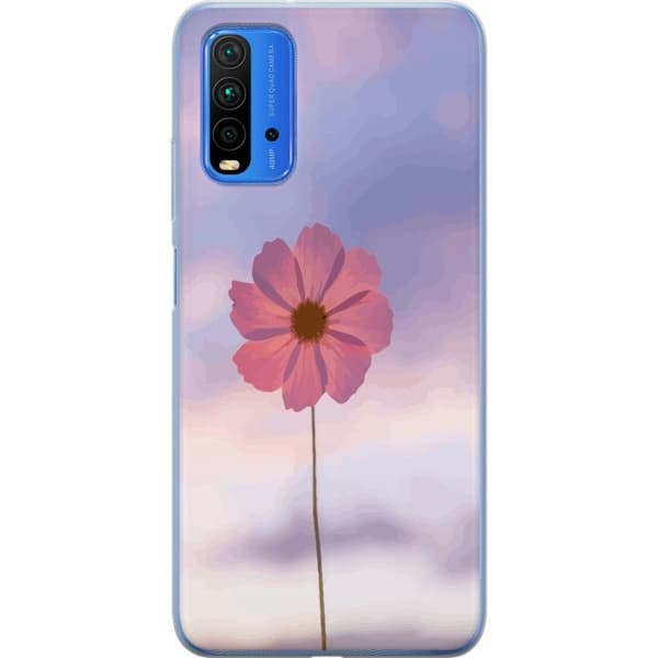 Telefontaske til Xiaomi Redmi Note 9 4G med lyserød blomst