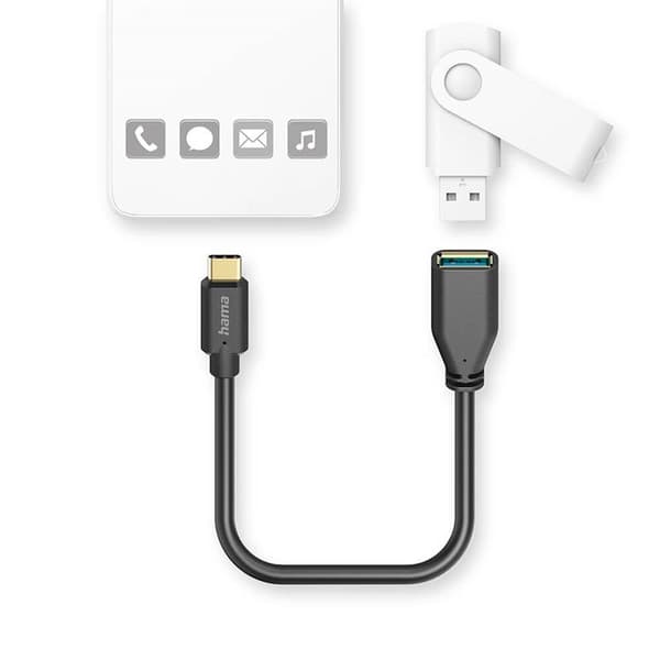 HAMA Adaptar USB OTG USB-C - USB-A - Musta