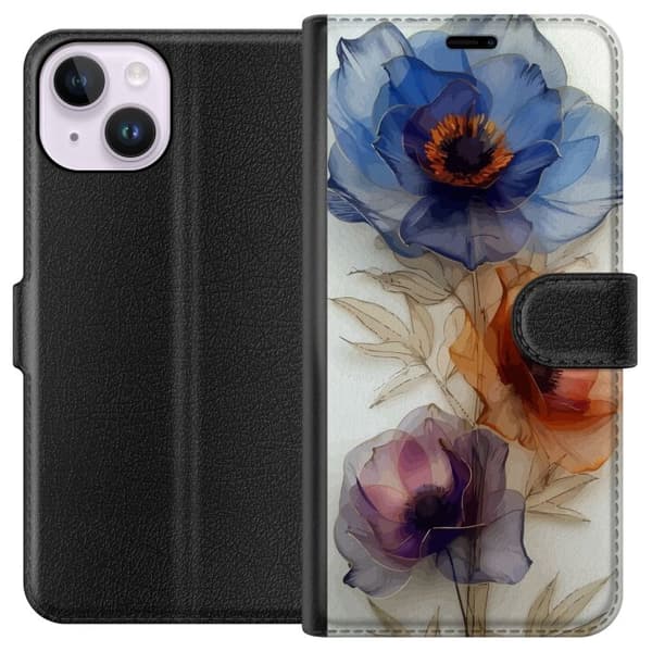 Apple iPhone 15 tegnebog med silkeblomster