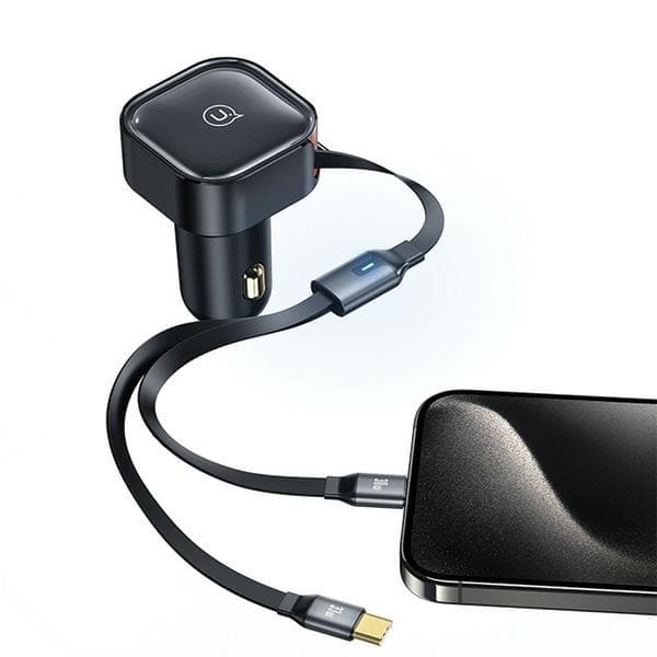USAMS C41 biloplader 30W 2xUSB-C med kabel - sort
