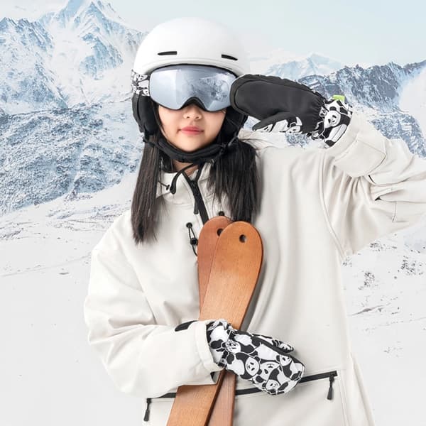Qunature Skihandsker Børn Størrelse S Panda Varmeoverførsel - Sort/Hvid