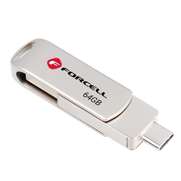 Forcell Pendrive 64 GB USB 3.2 Gen 1 (USB-A/USB-C) - Sølv