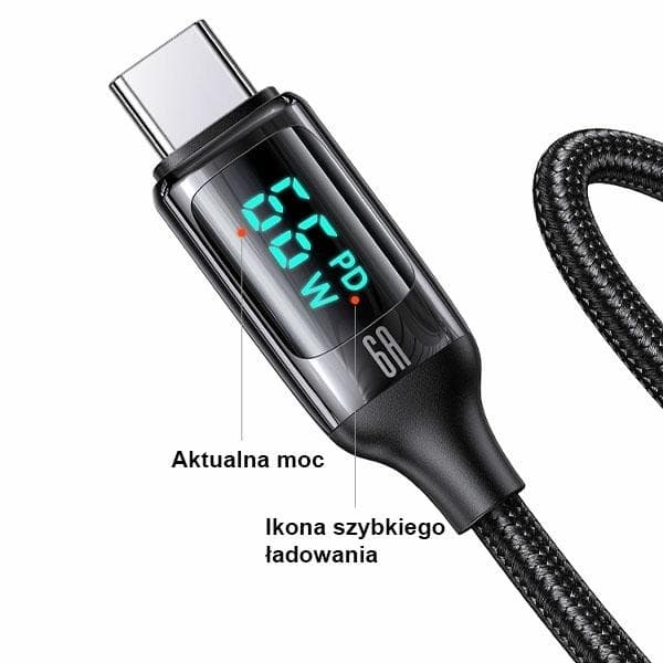 USAMS Flätad kabel U78 USB-C 1,2m LED (US-SJ544) - Vit