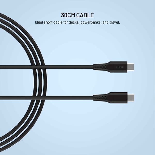 FIXED LIQUID silikonkabel 60W USB-C/C 0.3m Svart