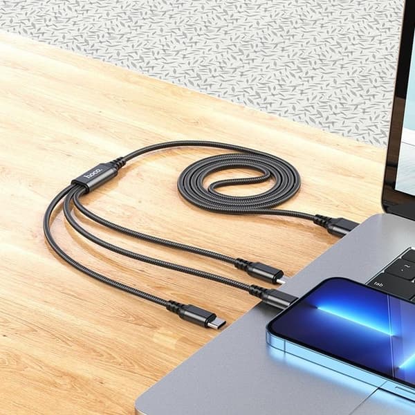 Hoco 3in1 USB-A - USB-C Lightning microUSB -kaapeli X76 1m