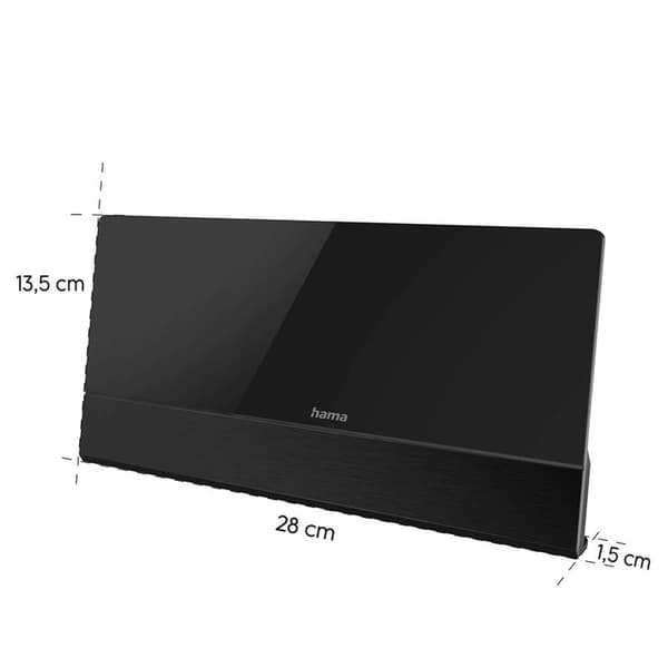 HAMA Indendørs Antenne Pro 55 DAB+/DAB/DVB-T2/FM Flad Sort