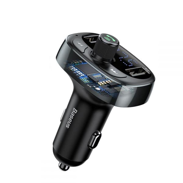 BASEUS Tm01 2-Port Usb Biloplader+Transmitter Fm Sort