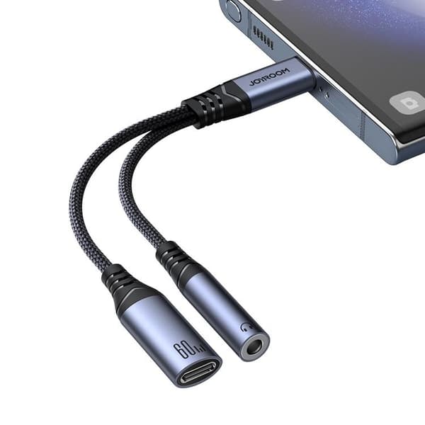 Joyroom 2in1 DAC-adapter USB-C/USB-C/3.5mm Mini-stik Sort