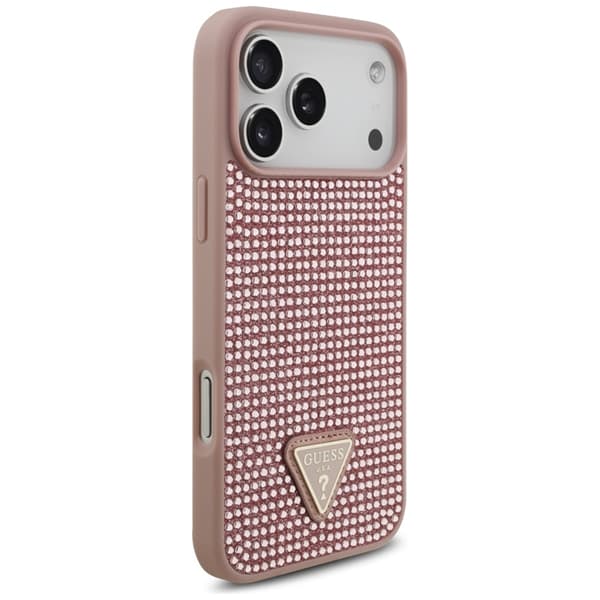 Guess Mobilskal till iPhone 17 Pro Max Rhinestone Triangle Logo - Rosa