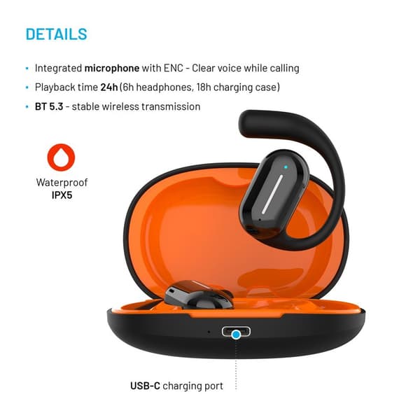 FIXED Nods trådløst headset IPX5 BT5.3 Sort