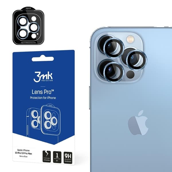 3MK iPhone 15 Pro Max hærdet glas Kamerabeskyttelse - Blå