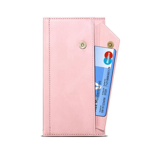 iPhone 14 Pro Pungcover Flap Lynlås Rem - Rosa