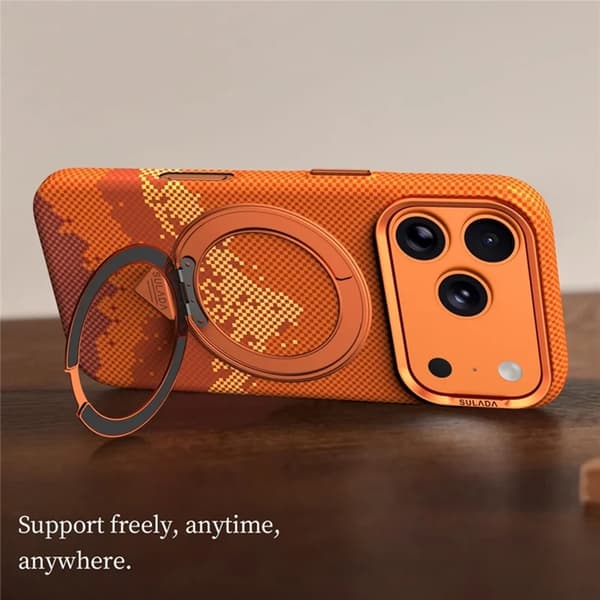 SULADA Mobilskal iPhone 17 Magsafe 360° Rotating Ringhållare - Röd