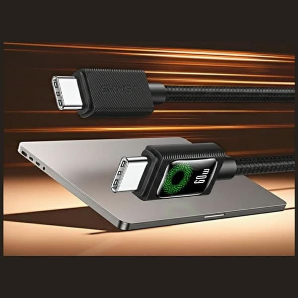 USAMS USB-C til USB-C 60W Kabel 1.2m U92 - Sort