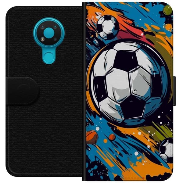 Plånboksfodral till Nokia 3.4 med Fotbollar