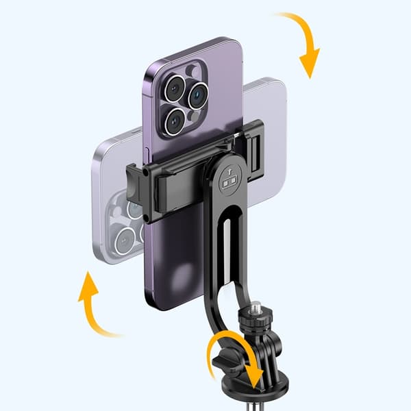 Selfiestick Teleskop Stativ 1.3m Med Mobiltelefonholder - Sort
